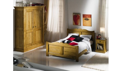 Noptieră din lemn masiv cu 1 sertar pentru dormitor PROVENCE 43x35x60 cm