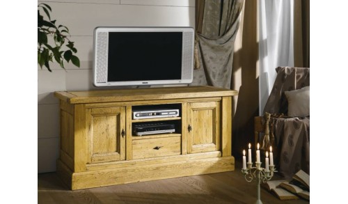 Comodă TV din lemn masiv de stejar cu două uşi şi un sertar PROVENCE 160x50x70 cm